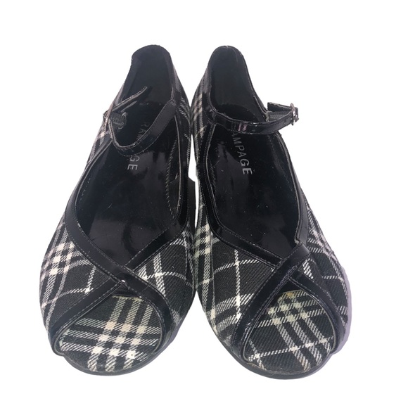 Rampage Black & White Plaid Strappy Open Toe Flats Shoes SIZE US 7.5 - Picture 3 of 7